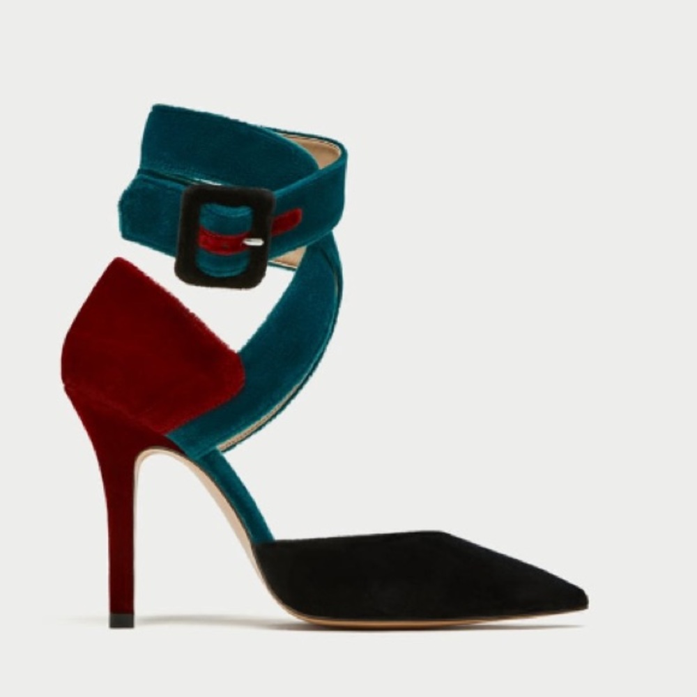 ZARA SEXY VELVET HIGH HEELS WITH CROSS OVER STRAP